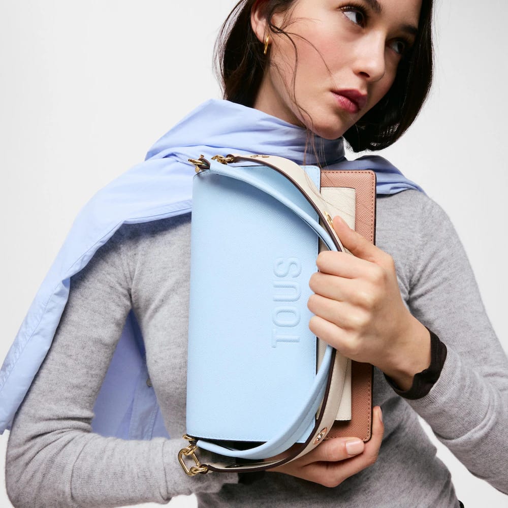 Mala de tiracolo média azul-céu TOUS Audree Saffiano